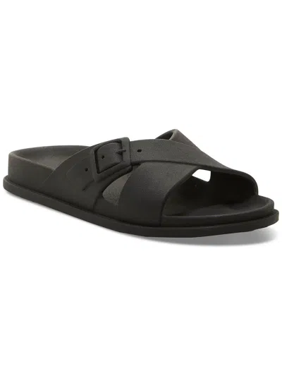 Lucky Brand Womens Strappy Flat Slide Sandals In Black
