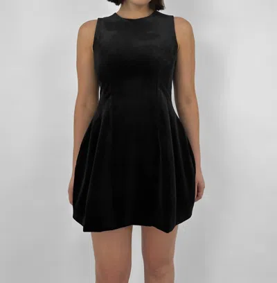Miou Muse Velvet Peplum Mini Dress In Black