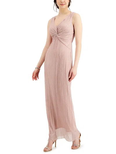 Connected Apparel Womens Crinkled Metallic Maxi Dress In Gold
