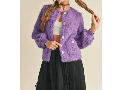Merci Colorful Faux Shearling Jacket In Purple