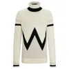 Hugo Boss Boss X Perfect Moment Virgin-wool Sweater With Stripe Intarsia In Light Beige
