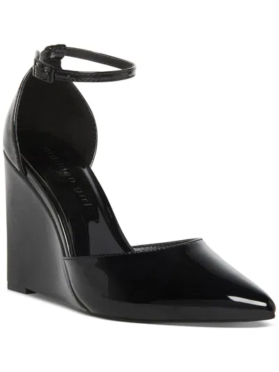 Madden Girl Standout Womens Patent Pointed Toe Wedge Heels In Black