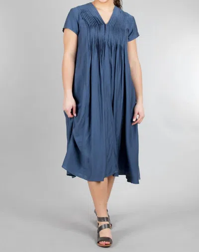 Grizas Pleat Bodice Lady Dress In Blue