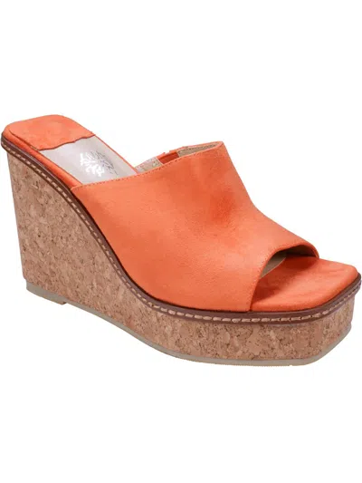Gc Shoes Estela Womens Faux Suede Slip On Slide Sandals In Orange