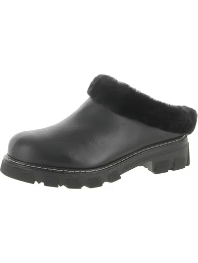La Canadienne Always Womens Leather Sheep Shearling Mules In Black