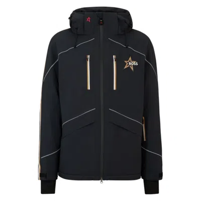 Hugo Boss Boss X Perfect Moment Hooded Down Ski Jacket With Special Branding In Black