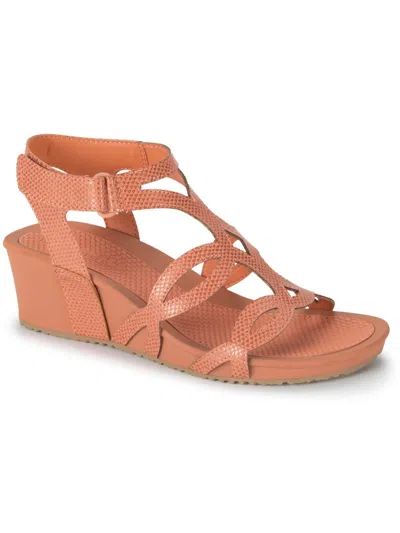 Baretraps Raeanne Womens Faux Leather Strappy Wedge Sandals In Ginger