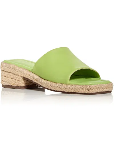 Schutz Corah Womens Leather Peep-toe Slide Sandals In Green