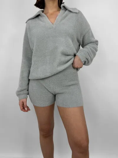 Nia Plush Knit Brief Shorts In Grey