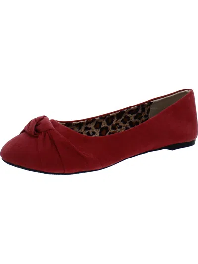 Epicstep Jessica Womens Faux Suede Knot Front Ballet Flats In Red