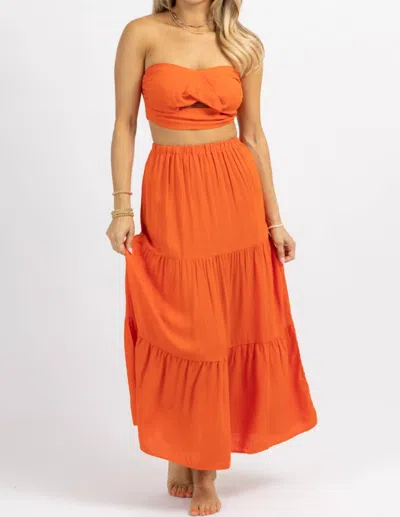 Sundayup Twist Tube Top + Aline Skirt Set In Orange