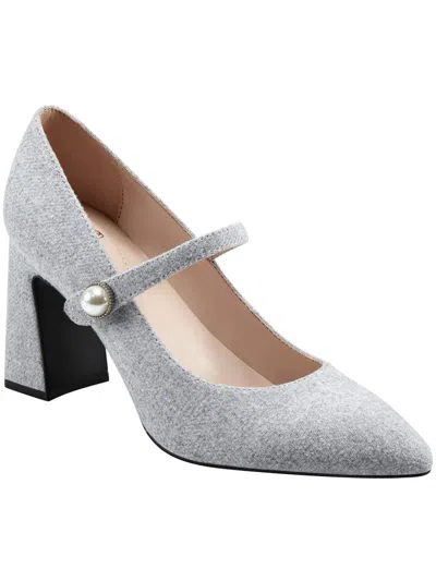 Bandolino Kirsten 2 Womens Faux Suede Covered Heel Mary Jane Heels In Silver