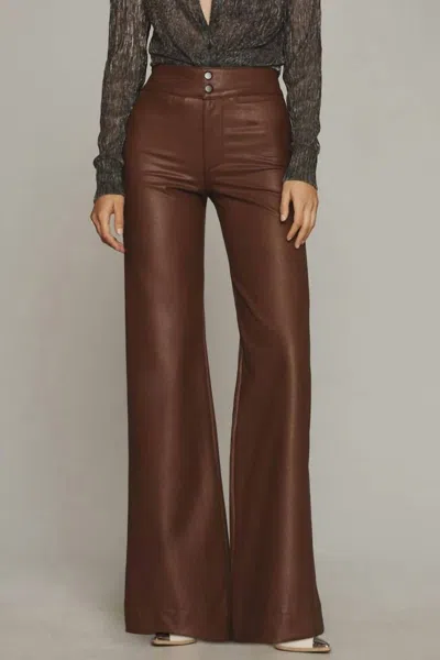 Askk Ny Vegan Leather Flare Pants In Brown