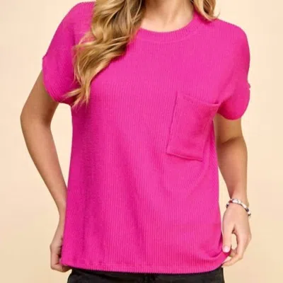 Vanilla Monkey Taylor Solid Ribbed Top In Magenta In Pink
