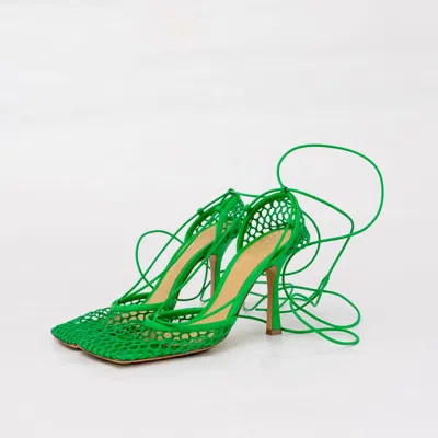Pre-owned Bottega Veneta Stretch Ankle Strap Sandals In Green, 38