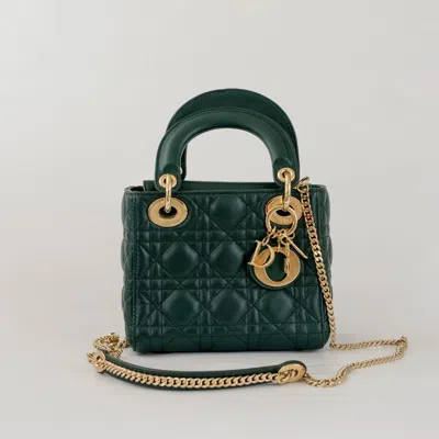 Pre-owned Dior Small Lady  Green Shoulder Bags
