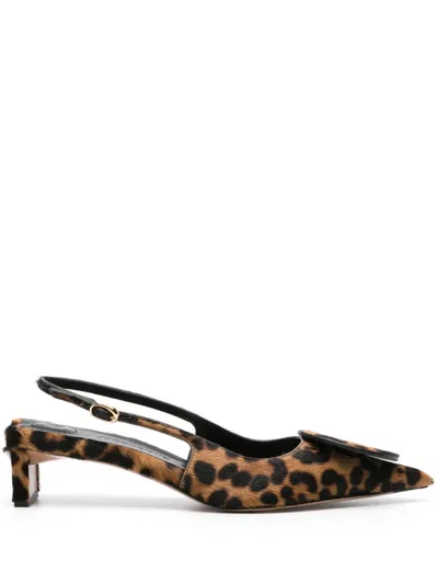Jacquemus Dorsay Shoes In Print Leopard Brown Bq