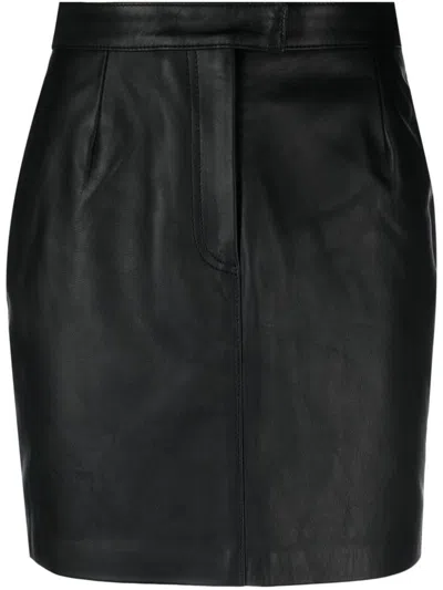 Officine Generale Felicie Lambskin Miniskirt In Black