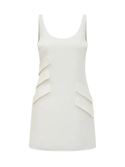 Versace Wool-blend Shift Mini Dress In White