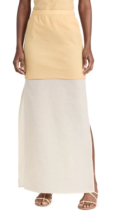 Rosetta Getty Floor-length Layered Maxi Skirt In Neutral