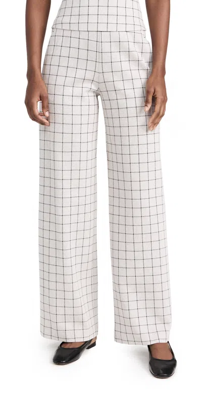 Rosetta Getty Mid-rise Windowpane Wide-leg Pull-on Trousers In Fawn/black