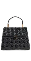 Cult Gaia Sybil Leather-trimmed Rattan And Canvas Shoulder Bag In Black