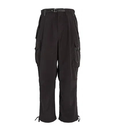 And Wander Oversized Cargo Trousers In Black