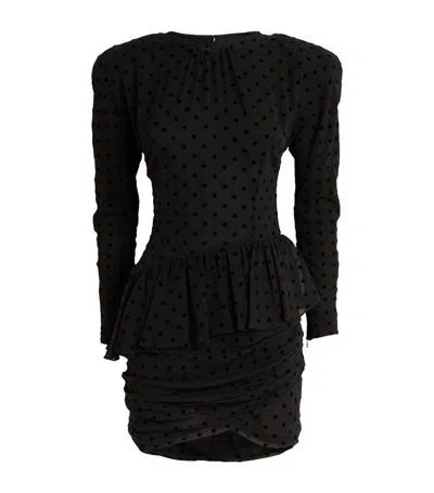 Alessandra Rich Silk Polka-dot Mini Dress In Black