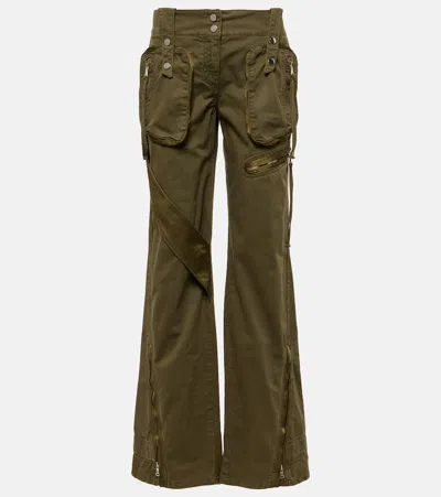 Blumarine High-rise Flared Cargo Jeans In Green