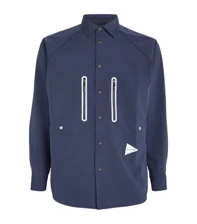 And Wander Technical Zipped Shirt In Navy