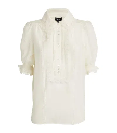 Me+em Cotton-silk Lace-trim Blouse In White