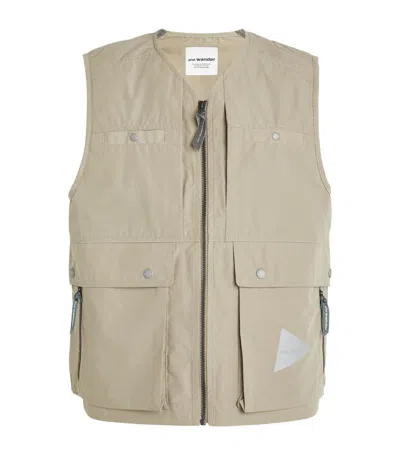 And Wander Zipped Gilet In Beige