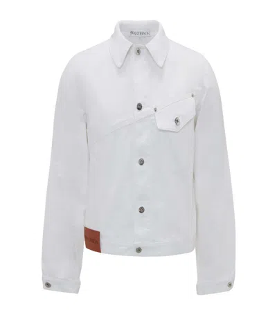 Jw Anderson Cropped Twisted Denim Jacket In White