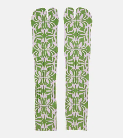 Dries Van Noten Printed Cotton-blend Socks In Green