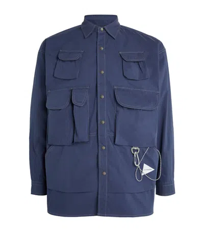 And Wander Multi-pocket Overshirt In Blue