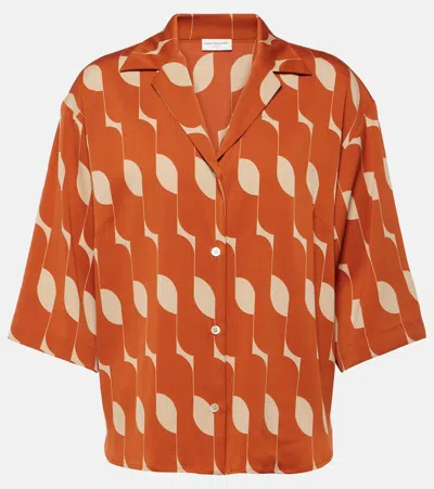 Dries Van Noten Printed Silk-blend Shirt In Orange