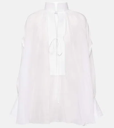 Ferragamo Pleated Silk-blend Tunic In White