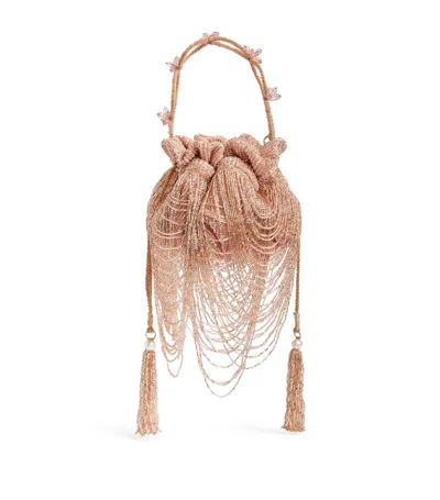 Maison Ava Kids' Beaded Top-handle Bag In Pink