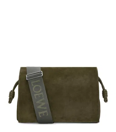 Loewe Suede Flamenco Satchel In Green