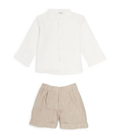 Il Gufo Baby Set Aus Hemd Und Shorts Aus Leinen In Nude