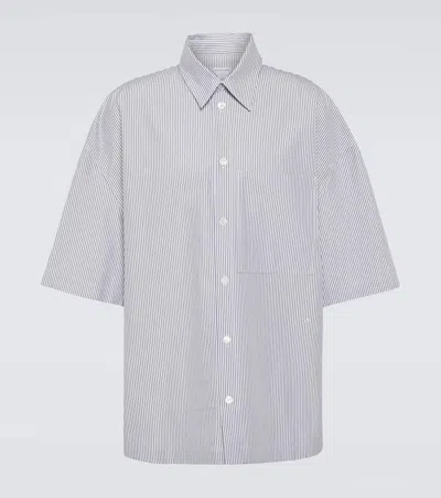 Bottega Veneta Embroidered Striped Cotton Shirt In White