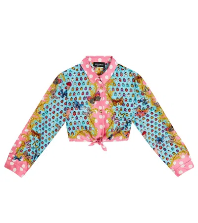 Versace Heritage Butterflies & Ladybugs Kids La Vacanza Capsule Shirt In Pink