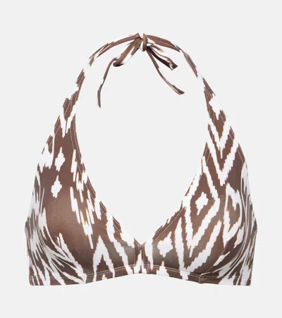 Eres Storm Printed Bikini Top In Brown