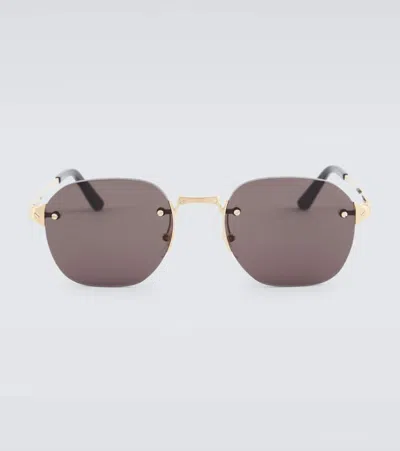 Cartier Santos De  Round Sunglasses In Brown