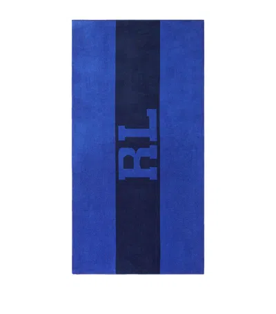 Ralph Lauren Rl Signature Beach Towel (90cm X 170cm) In Blue