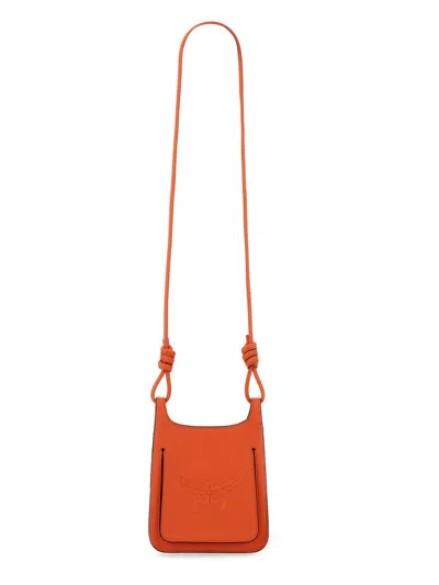 Mcm Lauretos Leather Hobo Bag In Orange