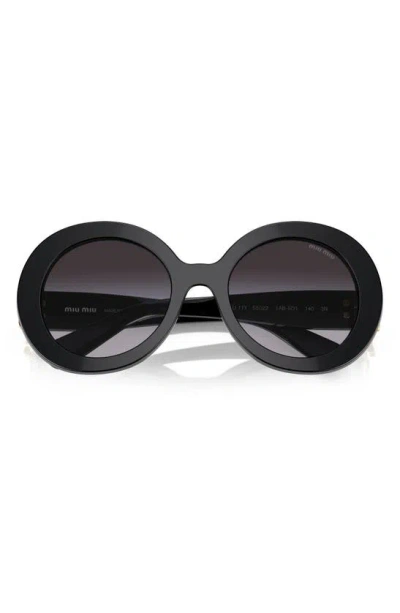 Miu Miu Mu 11ys Logo Round Acetate Sunglasses In Grey