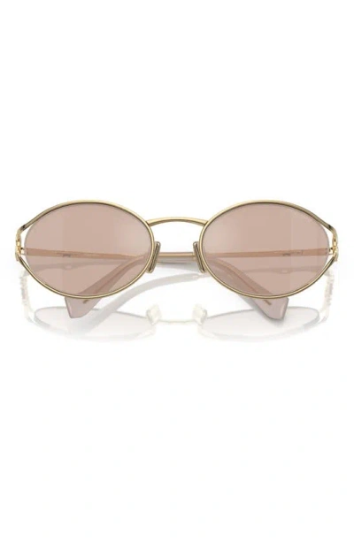Miu Miu Logo Oval-frame Sunglasses In Gold