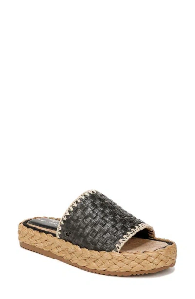 Circus Ny By Sam Edelman Wallis Raffia Platform Slide Sandals In Black Raffia