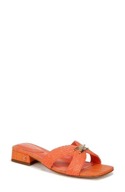 Circus Ny By Sam Edelman Women's Joella Weave Block-heel Slide Sandals In Dark Aura Orange Raffia
